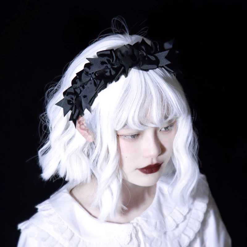 headband gothic handmade black lace organza