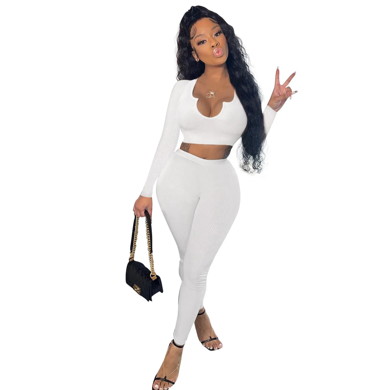 sportwear outfit bodycon solid crop tops