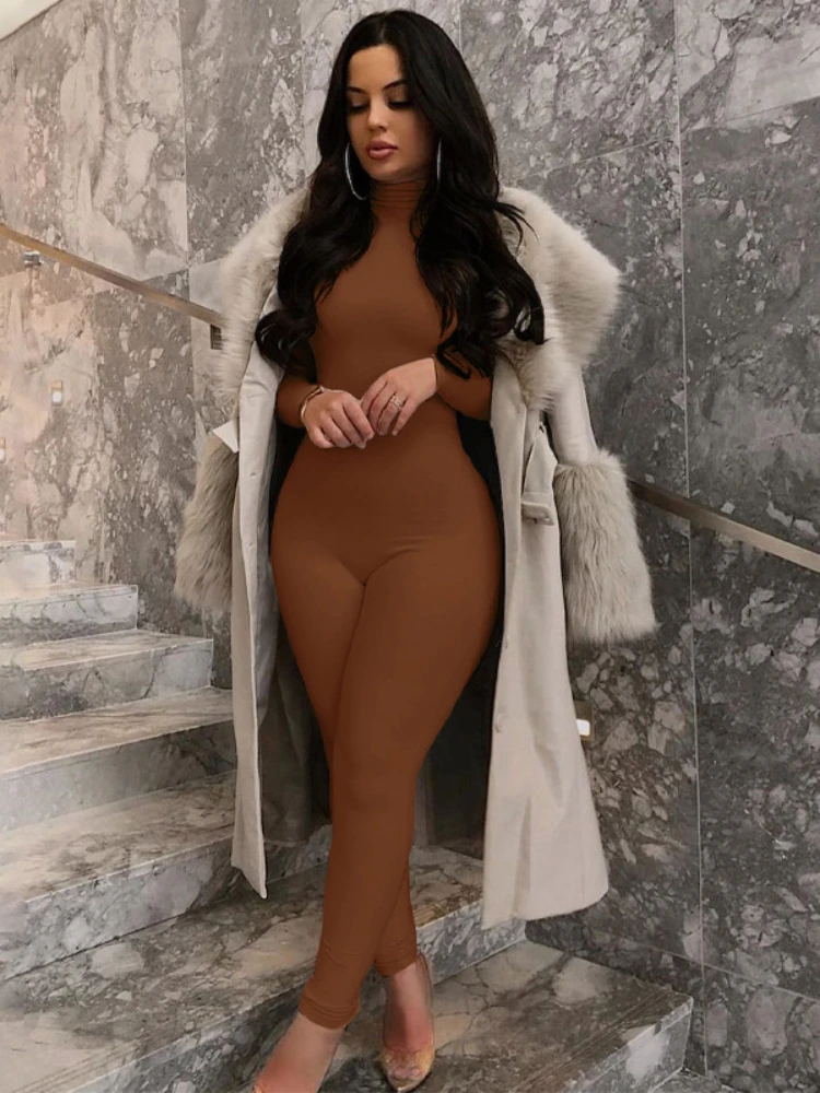 soild sexy long sleeve jumpsuit rompers