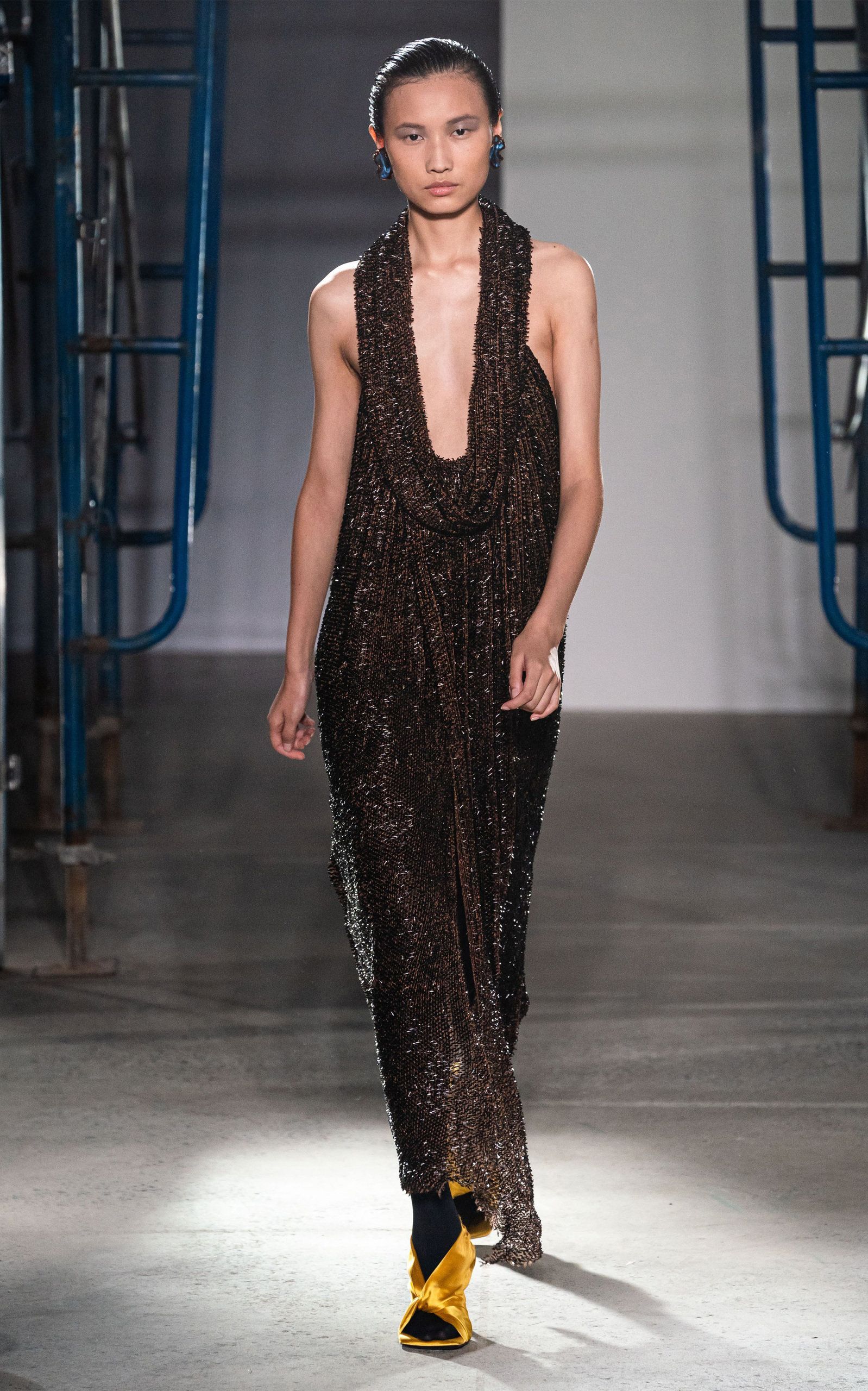 sleeveless beaded gown in fashion ready